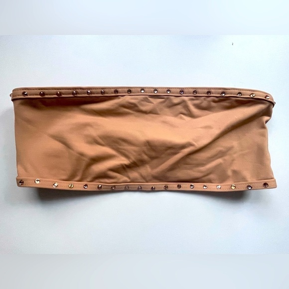 SKIMS Other - Skims Rhinestone Swim Bandeau Bikini Top Women’s Size XXS NWT Ochre